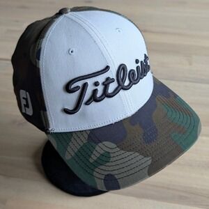 Titleist Golf Hat Mens Camo White Snapback Cap FootJoy Pro V1 Logo Adjustable